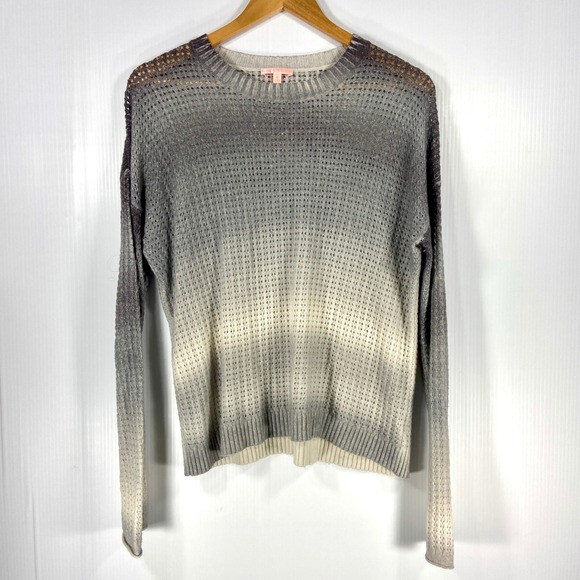 Lisa Todd Merino Wool Blend Gray Ombre Open Knit Sweater Womens Medium‎ - Picture 1 of 8